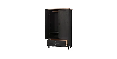 Wardrobe Armoire Cabinet with Bottom Drawer – Stylish Storage Solution for Bedrooms, Guest Rooms, or Entryways