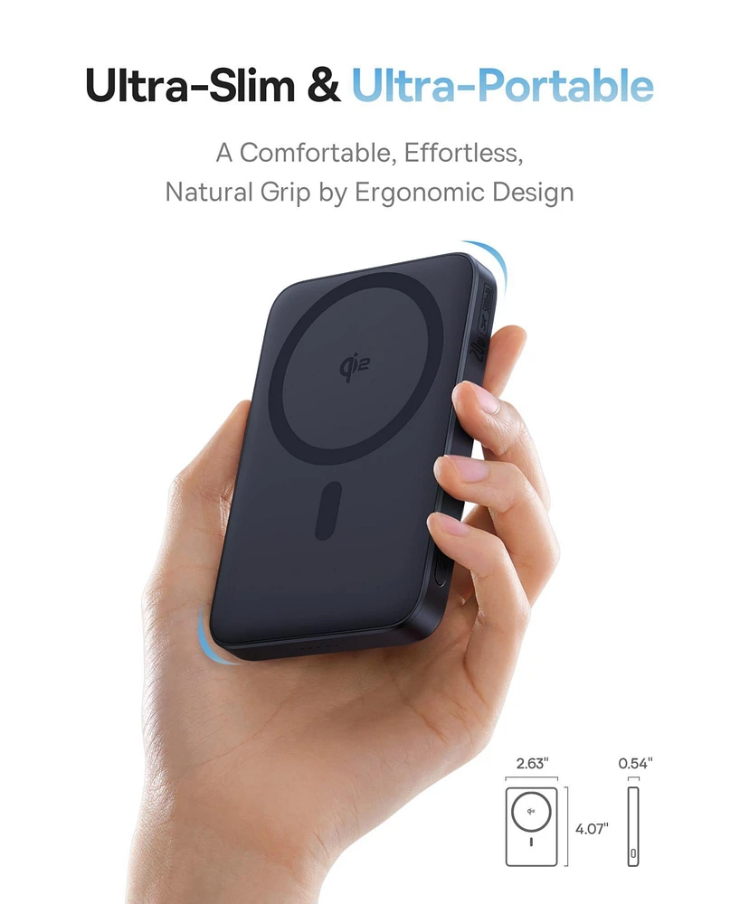 Baseus Qi2 Magnetic Power Bank 20W MagSafe Portable Charger 5000mAh Bracket Battery Pack with 360°Rotatable Ring Stand PicoGo