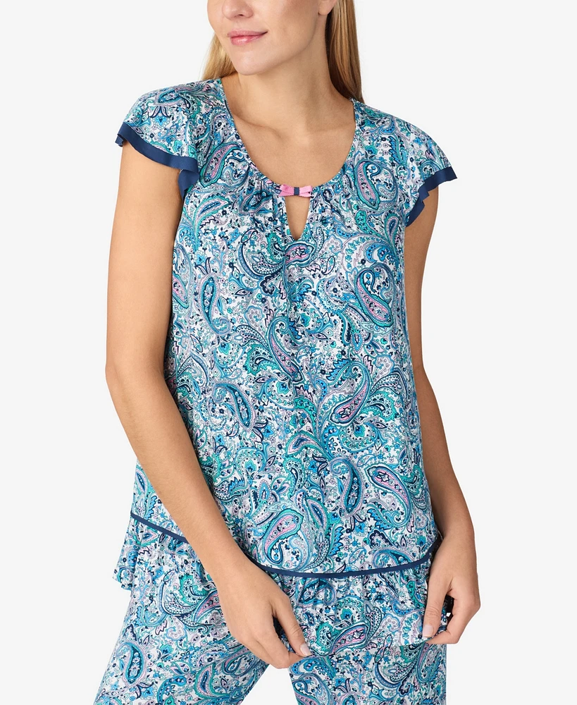 Ellen Tracy Women's Short Sleeve Crop Pajama Set