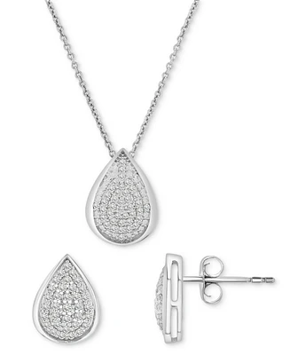 2-Pc. Set Diamond Teardrop Pendant Necklace & Earrings (1/2 ct. t.w.) in Sterling Silver, Exclusively at Macy's
