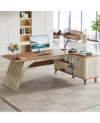 Tribesigns L-Shaped Executive Office Desk, 78.74" Large Computer Desk with Drawer and Lateral File Cabinet, Home Business Workstation Set with St