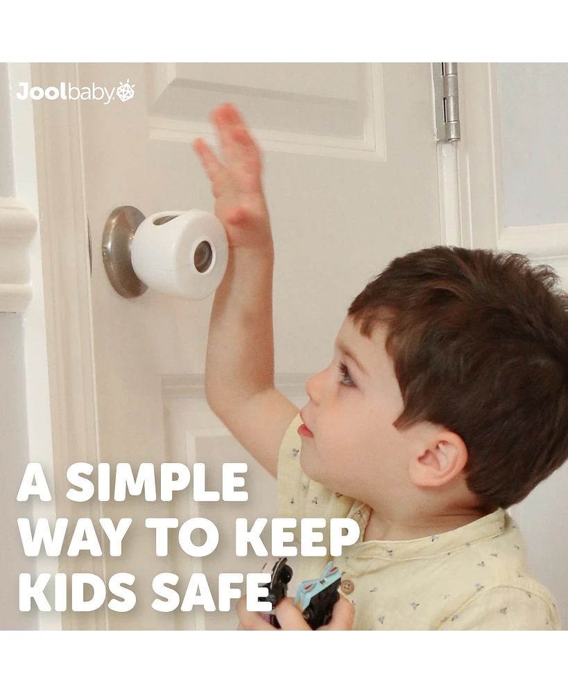 Jool Baby Toddler Door Knob Covers, Childproof, for spherical/Round Doorknobs Safety (4 Pack)