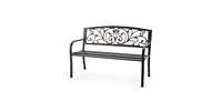 Romantic Curved Metal Bench – Heart Pattern Garden Seat for Patio, Lawn, or Walkway
