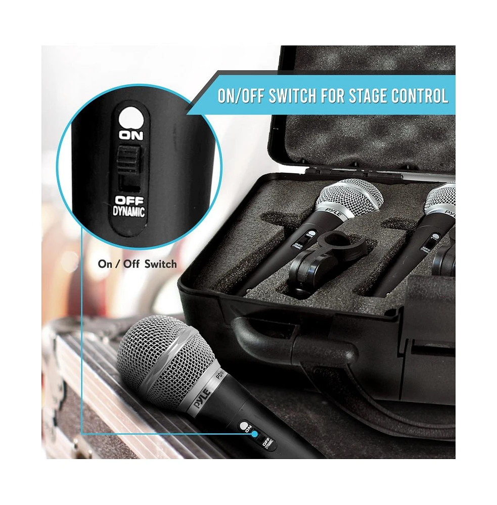 Pyle Dynamic Microphone Kit with 3 Handheld Mics, Xlr Cables & Pop Filters