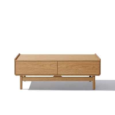 LuxenHome Summer Oak Engineered Wood Coffee Table with Storage