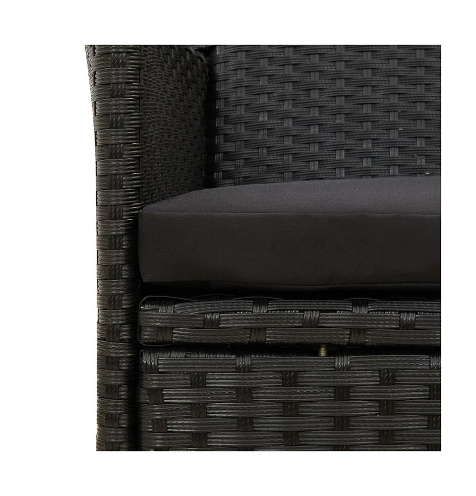 Patio Chairs with Cushions 2 pcs Poly Rattan Black