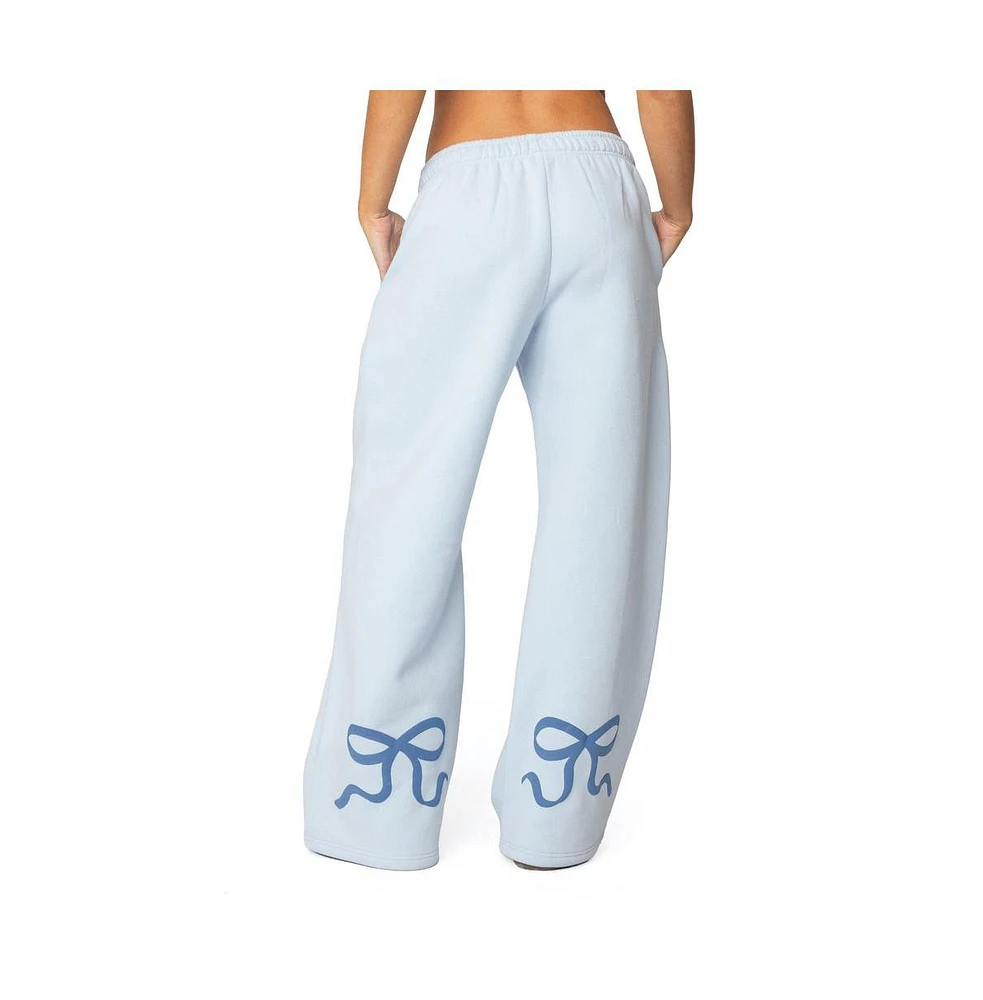 Edikted Womens Bonney Bow Detail Sweatpants