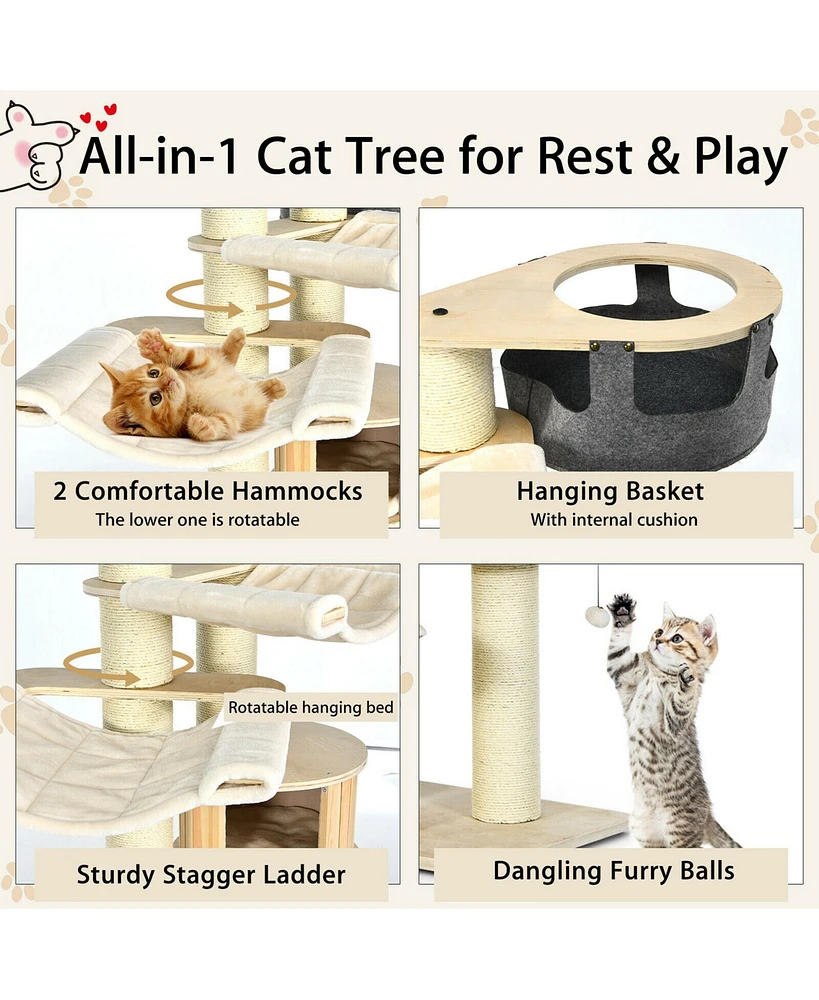 Gymax 77.5'' Cat Tree Condo Multi-Level Kitten Activity Tower w/ Sisal Posts