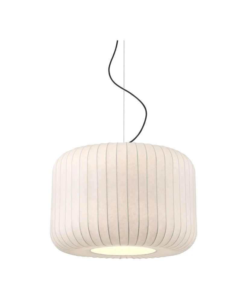 Jaime 23 3/4" Modern Pendant Chandelier Ceiling Light Fixture Dining Room Over Table Kitchen Island Foyer Drum Hanging Matte Black and White Metal Hal