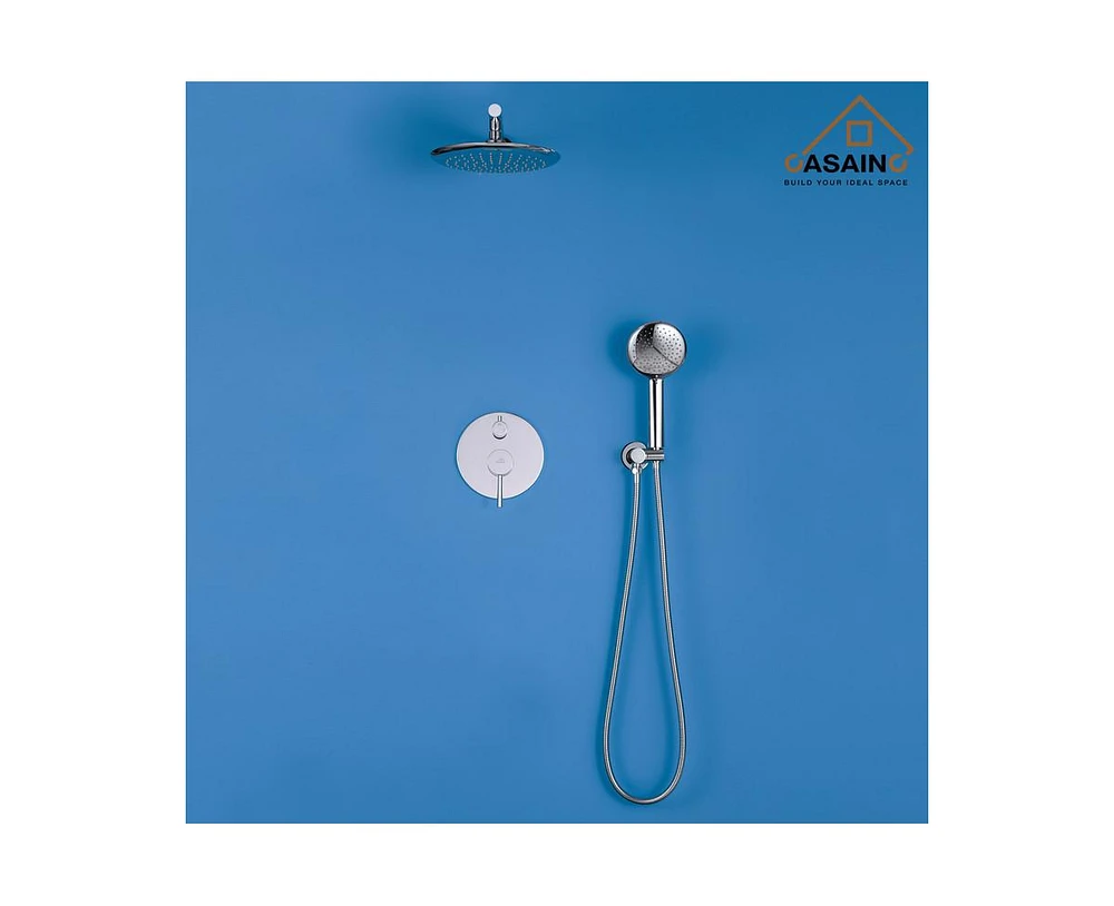 Casainc Rainfall Complete Shower System with 5-Setting Handheld and Rough Valve