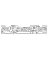 Cubic Zirconia Heart Bezel Stackable Band Sterling Silver
