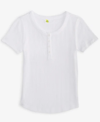 Epic Threads Little & Big Girls Solid Pointelle Henley Top, Exclusively at Macy's