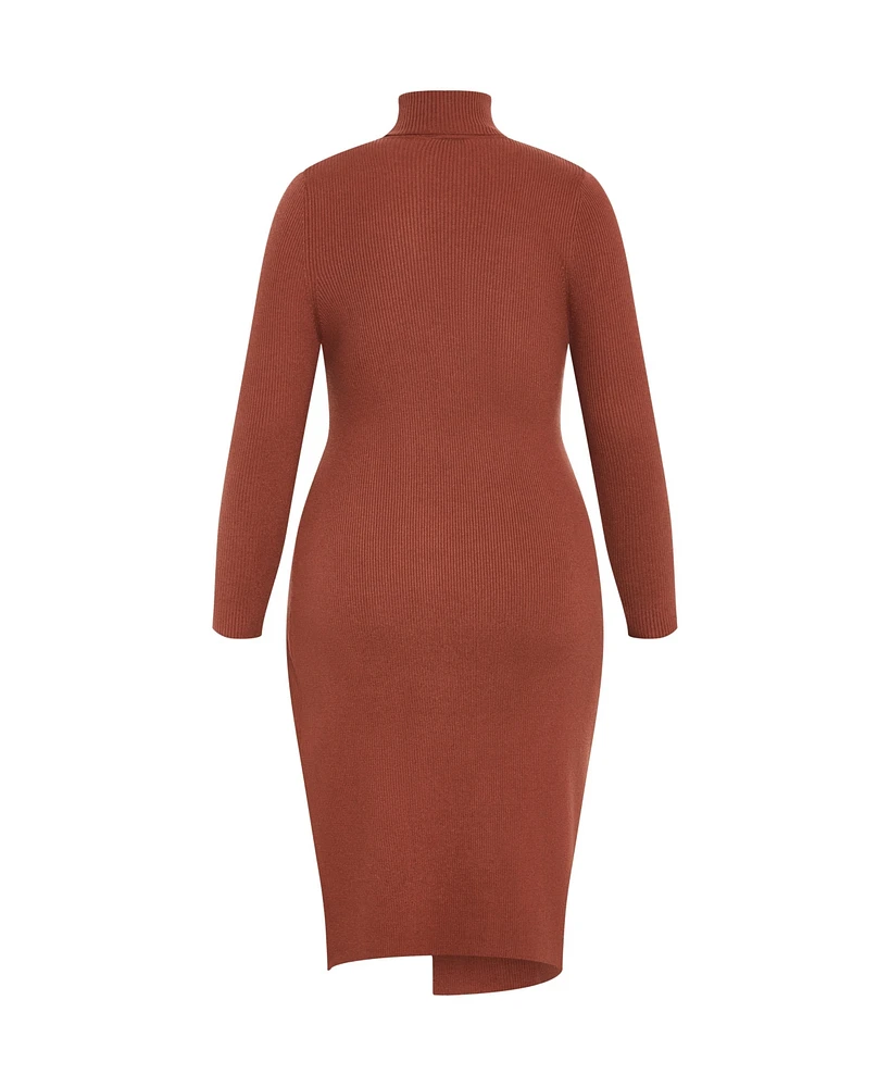 City Chic Plus Longline Split Sweater