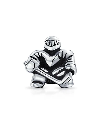 Bling Jewelry Ice Hockey Goalie Sports Team Charm Bead Sterling Silver European Bracelet