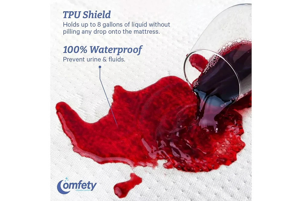 Waterproof Mattress Protector Bamboo Viscose, Ultra Soft Leak-Proof Mattress Cover - Hypoallergenic, Breathable