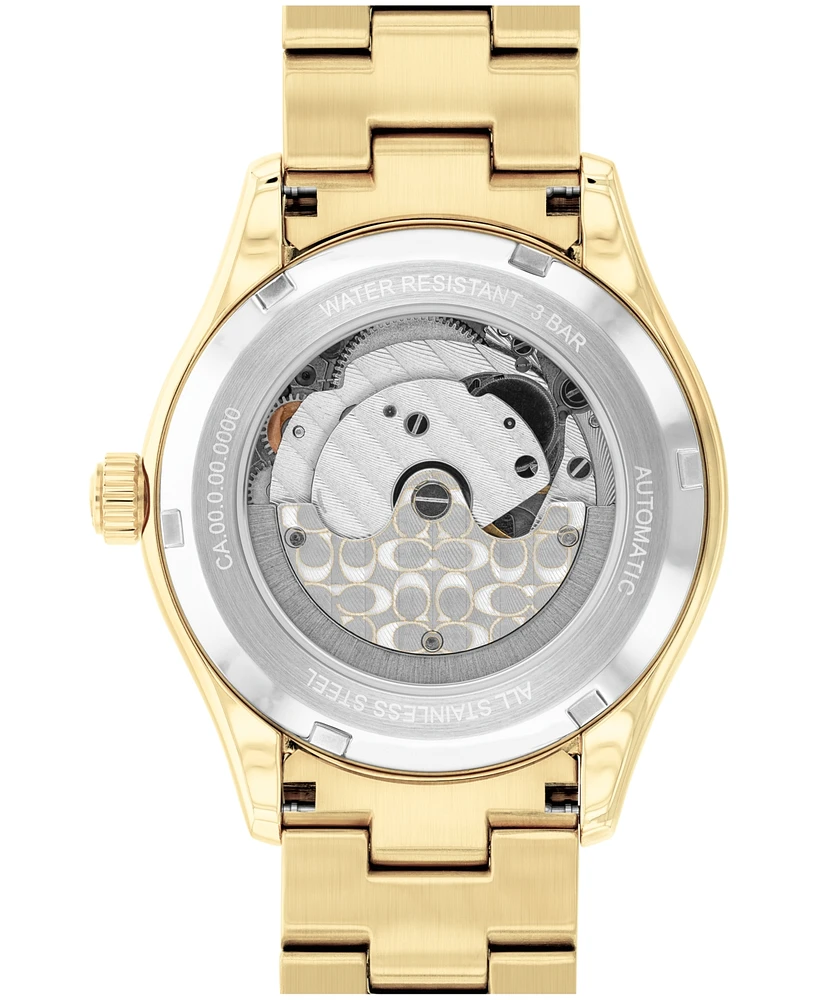 Coach Women's Brooks Automatic Gold-Tone Stainless Steel Bracelet Watch, 38mm