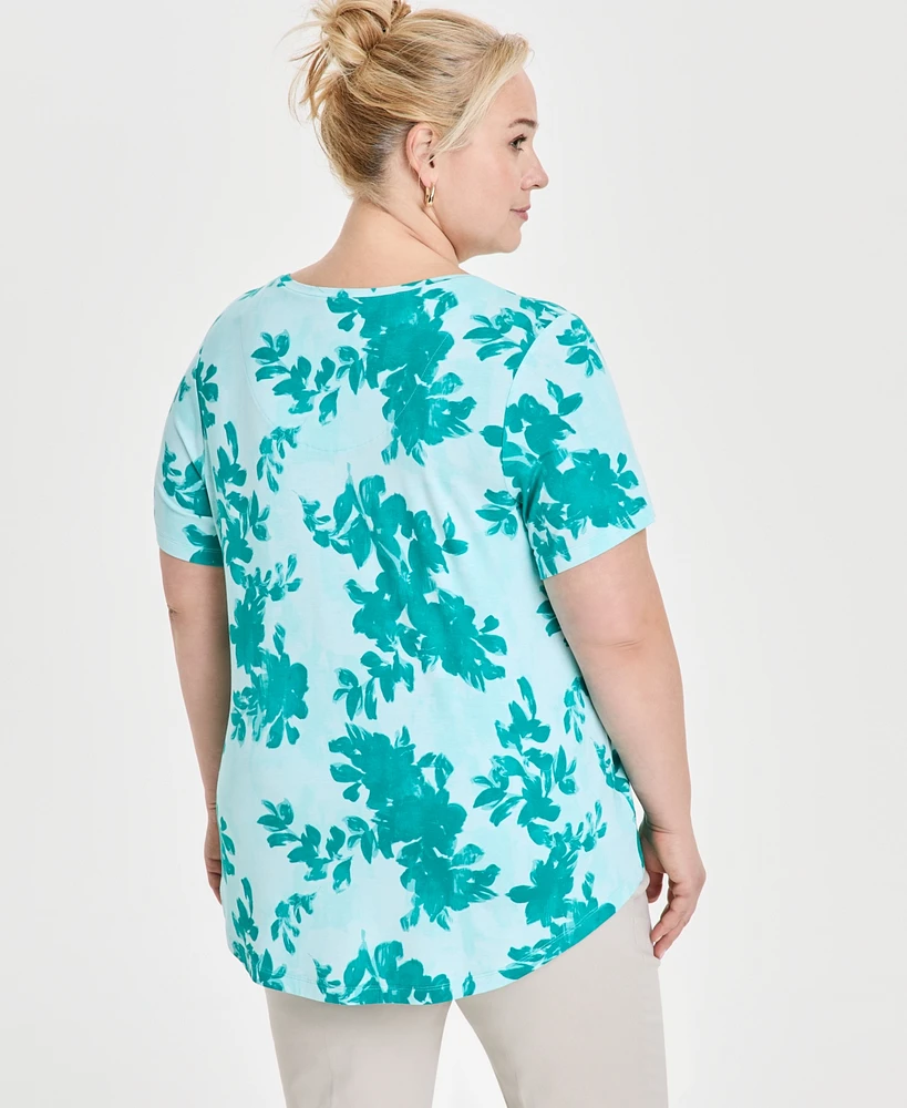 Jm Collection Plus Scoop-Neck Short-Sleeve Top, Exclusively at Macy's