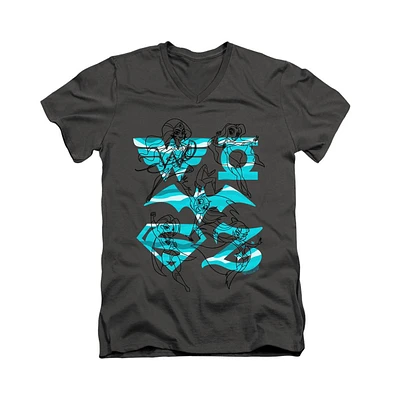 Dc Wonder Woman Men's Superhero Girls Comics Line Art Group Short Sleeve Adult V Neck Premium Cotton Tee / T-Shirt