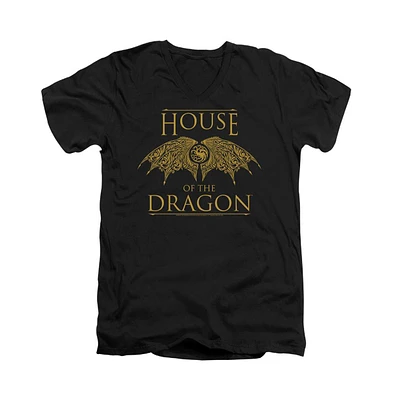 House Of The Dragon Men's Wings Short Sleeve Adult V Neck Premium Cotton Tee / T-Shirt