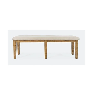 Jofran Telluride Rustic Farmhouse Solid Wood 55" Upholstered Dining Bench