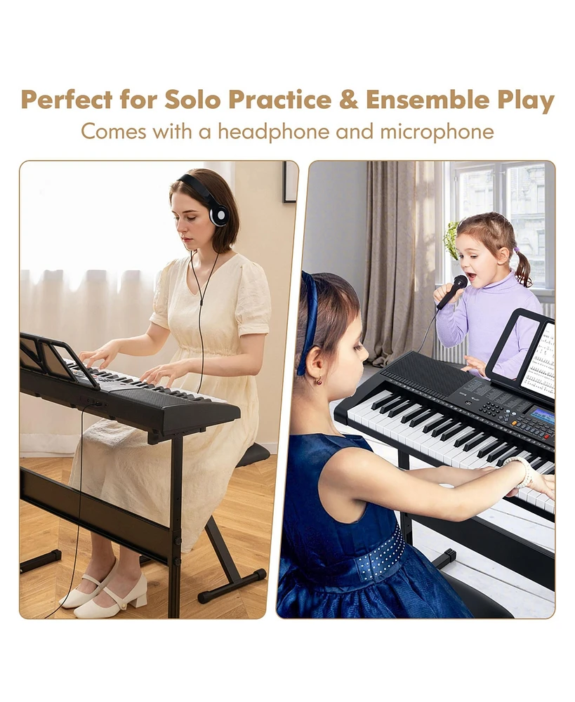 Gymax 61-Key Portable Electronic Keyboard Piano w/ Stand & Stool Complete Digital Piano Set