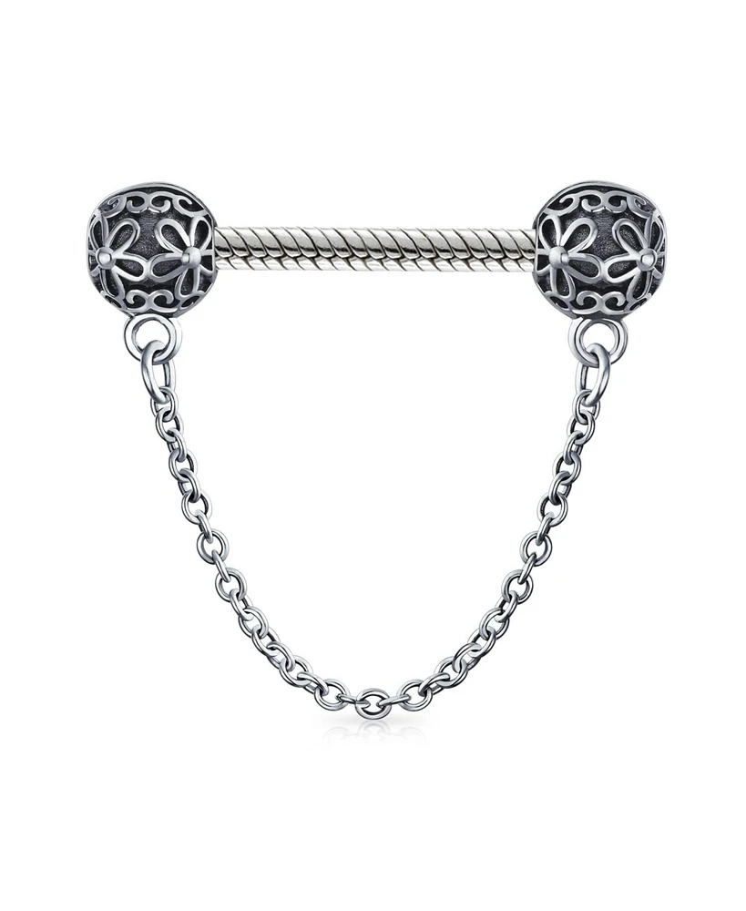 Bling Jewelry Double Daisy Clasp Spacer Charm Floral Bouquet Safety Chain Bead Bracelets