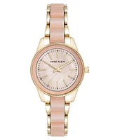 Anne Klein Women's Quartz Light Pearlescent Acetate and Gold-Tone Metal Alloy Link Bracelet Watch