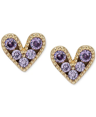 Amethyst Bead Frame Heart Stud Earrings (5/8 ct. t.w.) in 14k Gold-Plated Sterling Silver