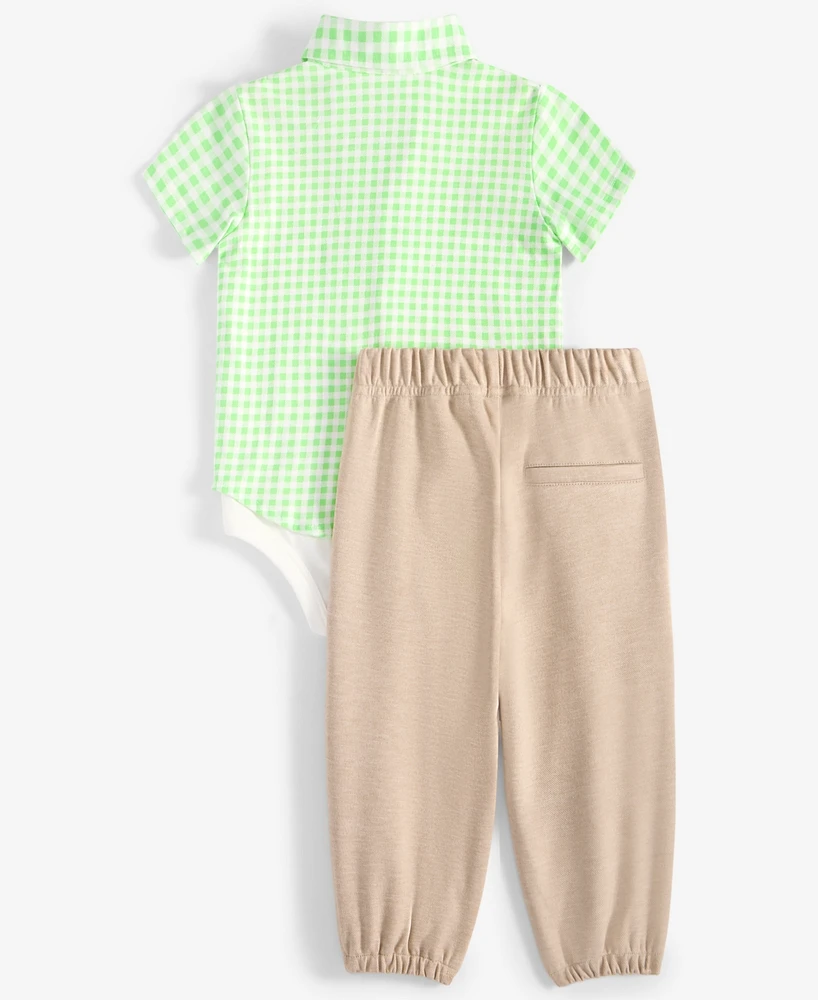 First Impressions Baby Boys Gingham Oxford Bodysuit & Pants, 2 Piece Set, Exclusively at Macy's