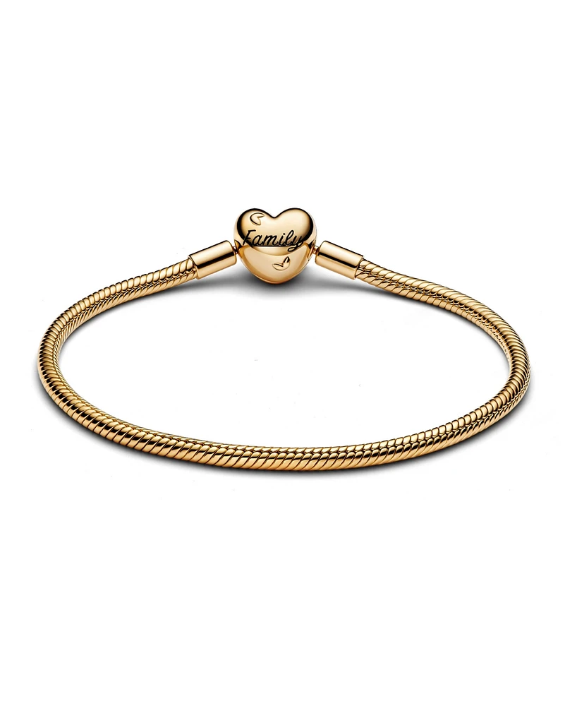 Pandora Gold-Plated Family Tree Heart Clasp Snake Chain Bracelet