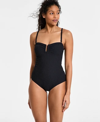 Dkny Women's Textured Shirred One-Piece Swimsuit
