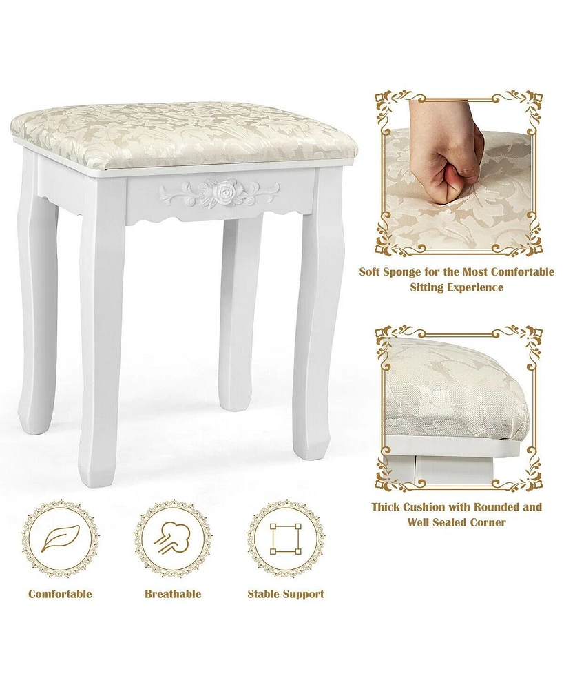 Gouun Makeup Vanity Dressing Table Set with Dimmable Bulbs Cushioned Stool