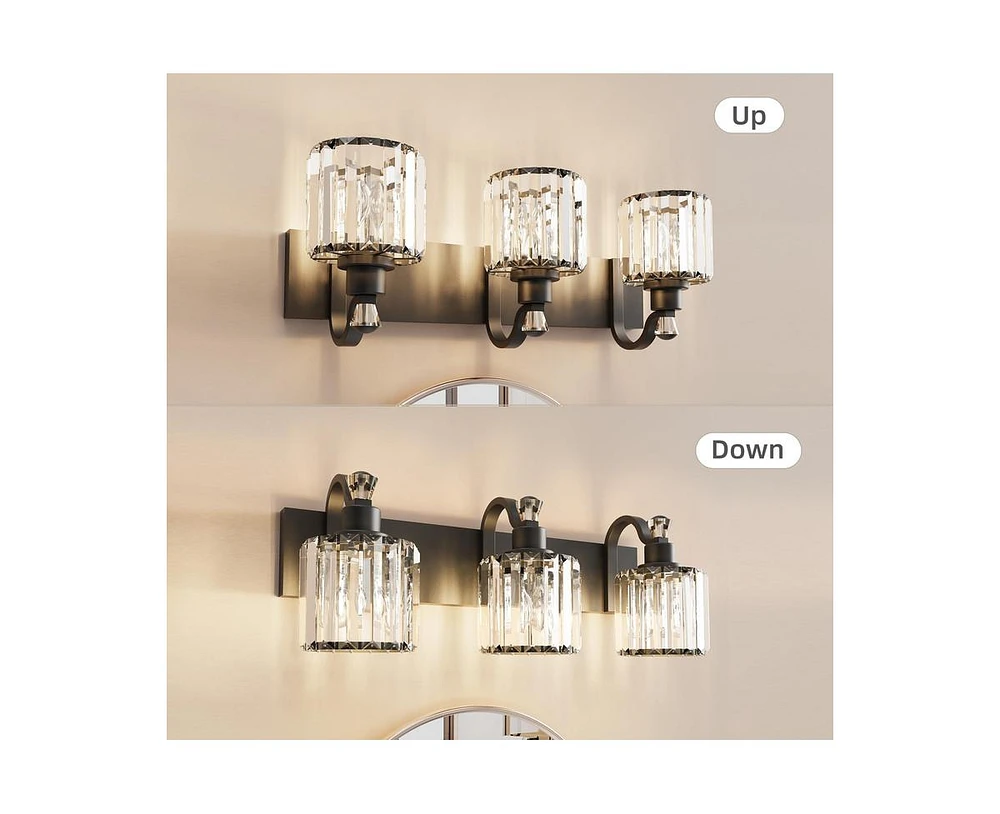 gaomon Modern Crystal Bathroom Vanity Lights Black Bathroom Light Fixtures Crystal Vanity Shower Lights Over Mirror