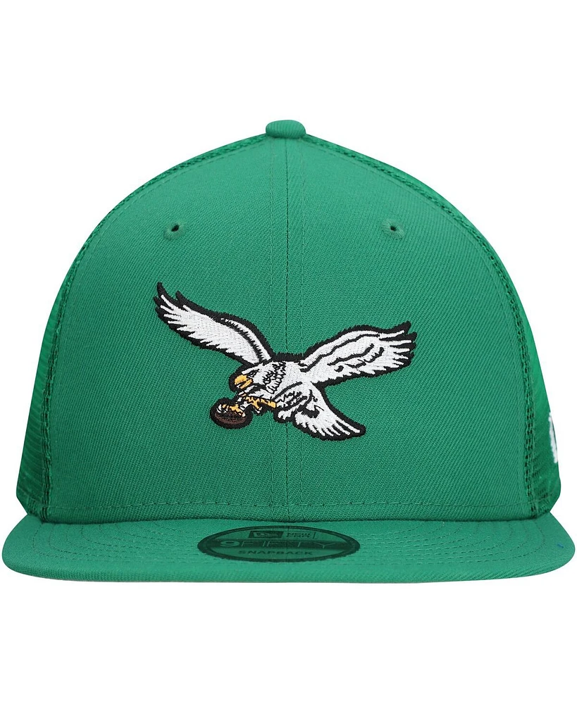 New Era Men's Kelly Green Philadelphia Eagles Throwback Main Trucker 9FIFTY Snapback Hat
