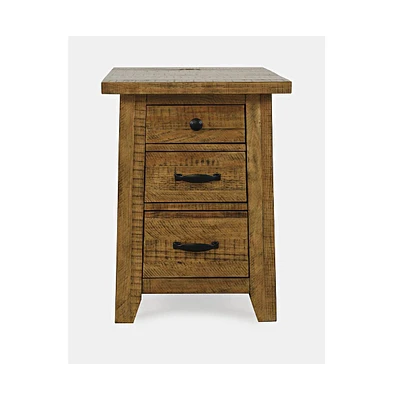 Jofran Telluride Rustic Farmhouse Solid Wood Usb Charging Chairside End Table
