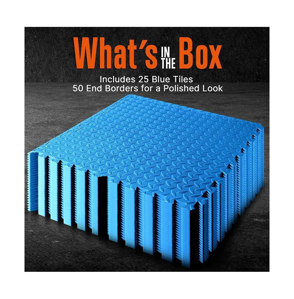 Squatz 25-Piece Puzzle Exercise Mat, Eva Foam Tiles, Blue