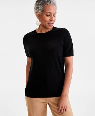 Style & Co Women's Crew-Neck Short-Sleeve Sweater