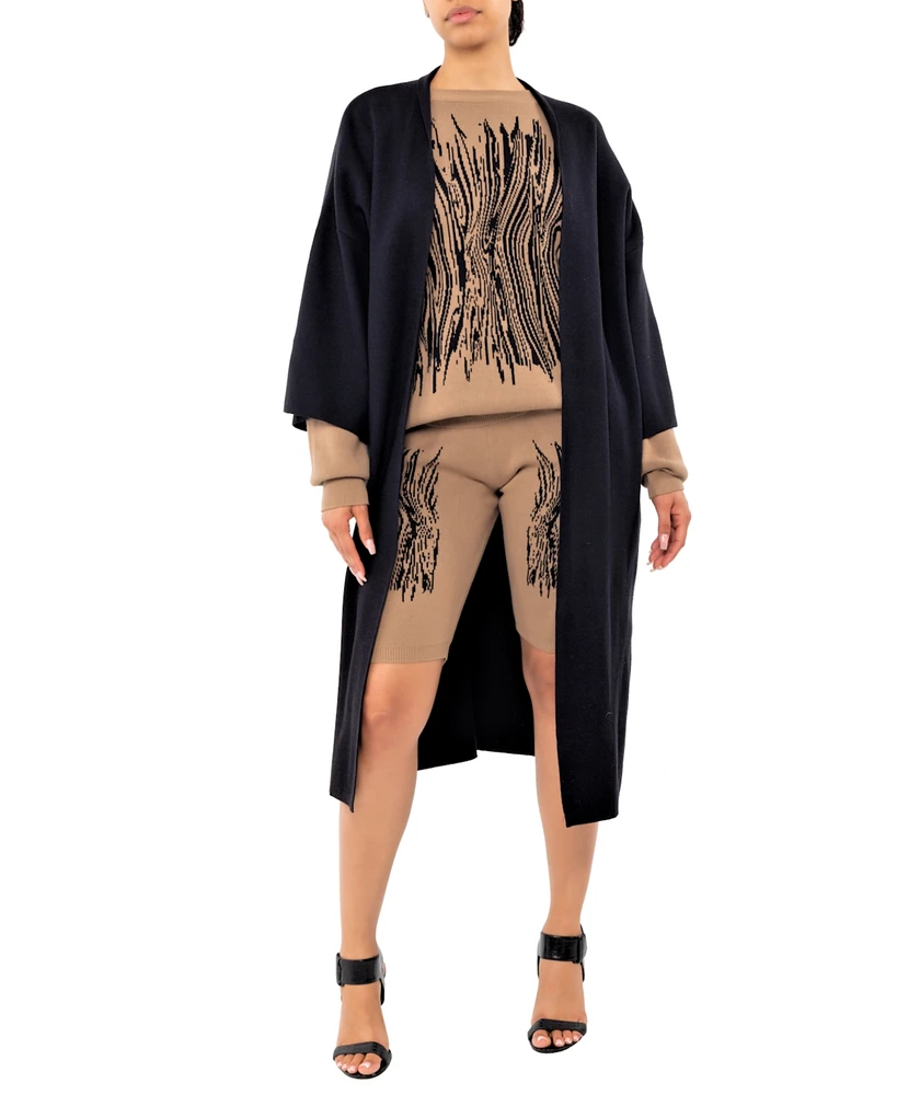 Dai Moda Women's Caviar Embroidery Print Sweater