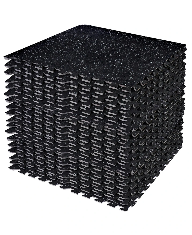 Sorbus 18 Interlocking Gym Floor Mat - 1/2" Thick Rubber Top High-Density Eva Foam (72 Sq Ft) for Yoga, Heavy Exercise Equipment (Blue Speckled)