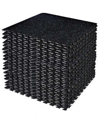 Sorbus 18 Interlocking Gym Floor Mat - 1/2" Thick Rubber Top High-Density Eva Foam (72 Sq Ft) for Yoga, Heavy Exercise Equipment (Blue Speckled)