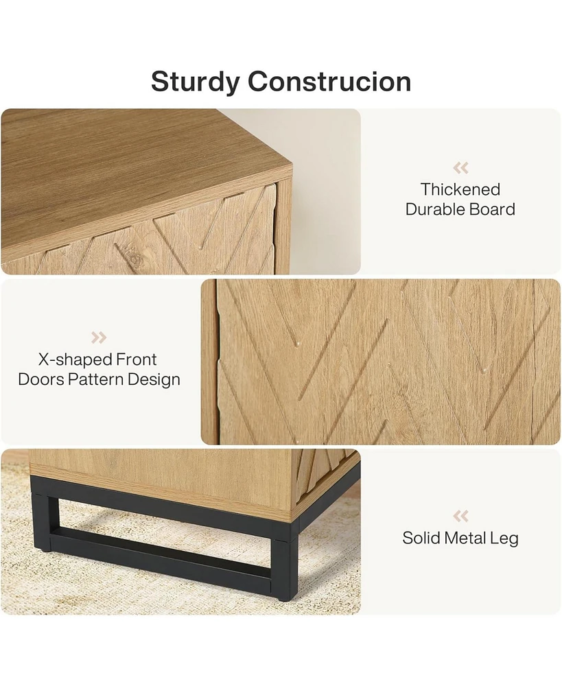 Tribesigns Sideboard Buffet Cabinet with Storage, 57.5" Farmhouse Coffee Bar Cabinet with 4 Doors & Shelves, Set of 2 Wood Credenza Buffet Table