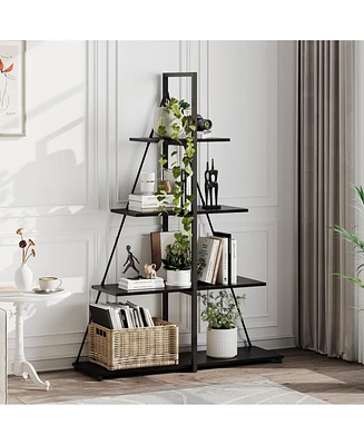 gaomon Bookcase, 4-Tier Ladder Bookshelf, A-Shaped Ladder Shelf Display