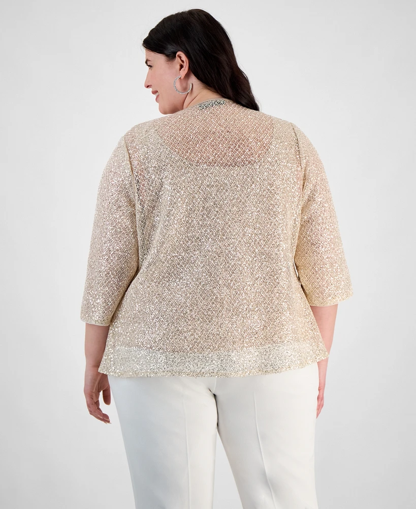 Alex Evenings Plus Size Embellished 3/4-Sleeve Jacket & Sleeveless Top Set