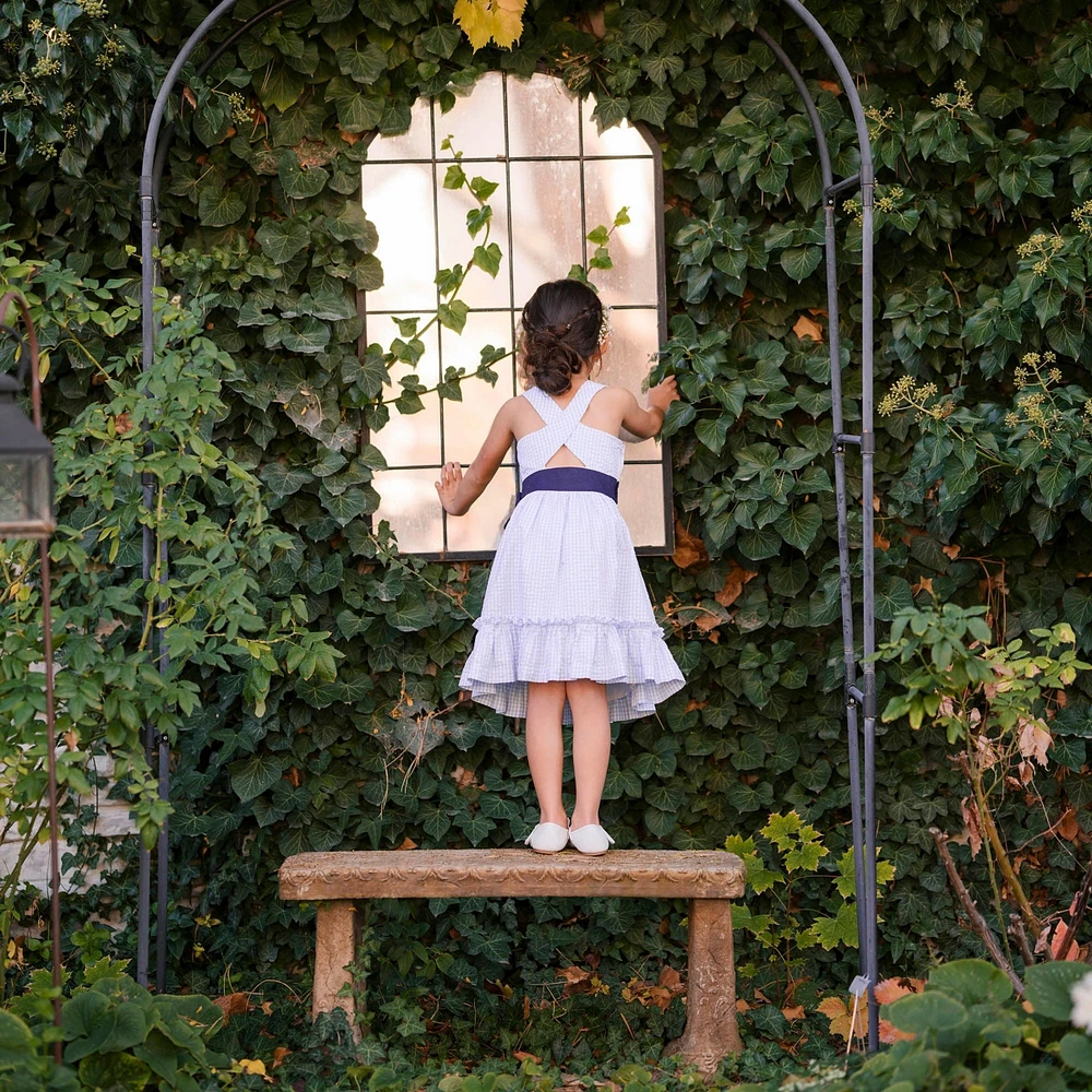 Hope & Henry Toddler Girls Heirloom Sleeveless Special Occasion Seersucker Party Dress with Cross Back