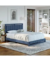 Boyd Sleep Siri Upholstered Platform Bed with Headboard, Mattress Foundation Strong 14 Wood Slat Supports, No Box Spring Required