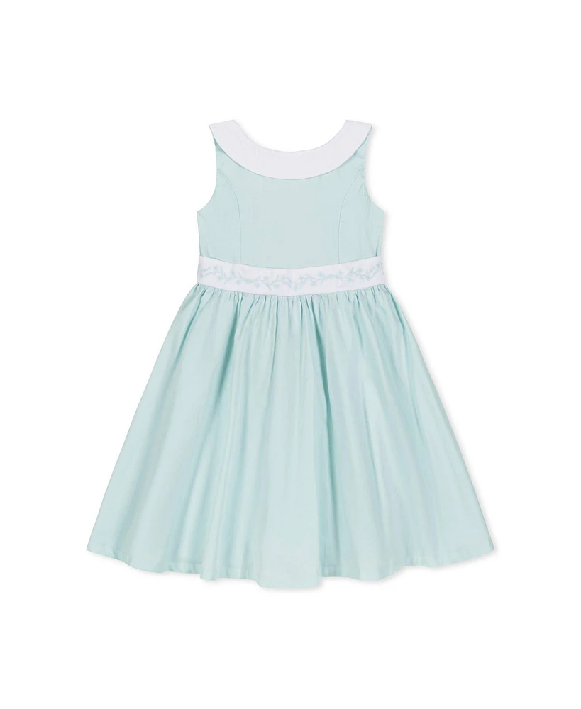 Hope & Henry Toddler Girls Heirloom Round Collar Sateen Party Dress with Embroidered Sash