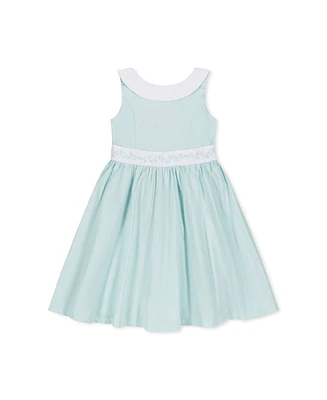 Hope & Henry Toddler Girls Heirloom Round Collar Sateen Party Dress with Embroidered Sash