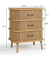 6 Drawer Dresser, Horizontal Chests of Double Drawers for Bedroom, Mid Century Dresser with Black Handles and Wooden Legs, Storage Drawer Organizer fo