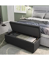 Storage Ottoman Bench, End of Bed Bench with The Synthetic Leather with Stitching