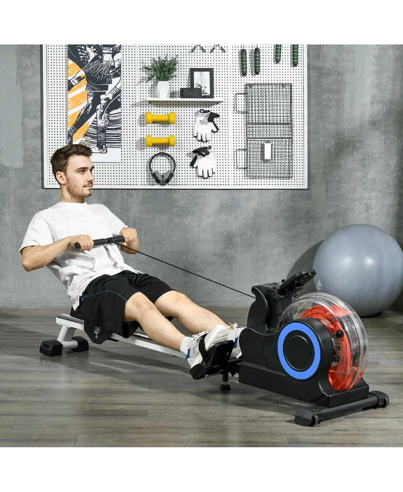 Soozier Foldable Water Rowing Machine with Wheels for Home Gym